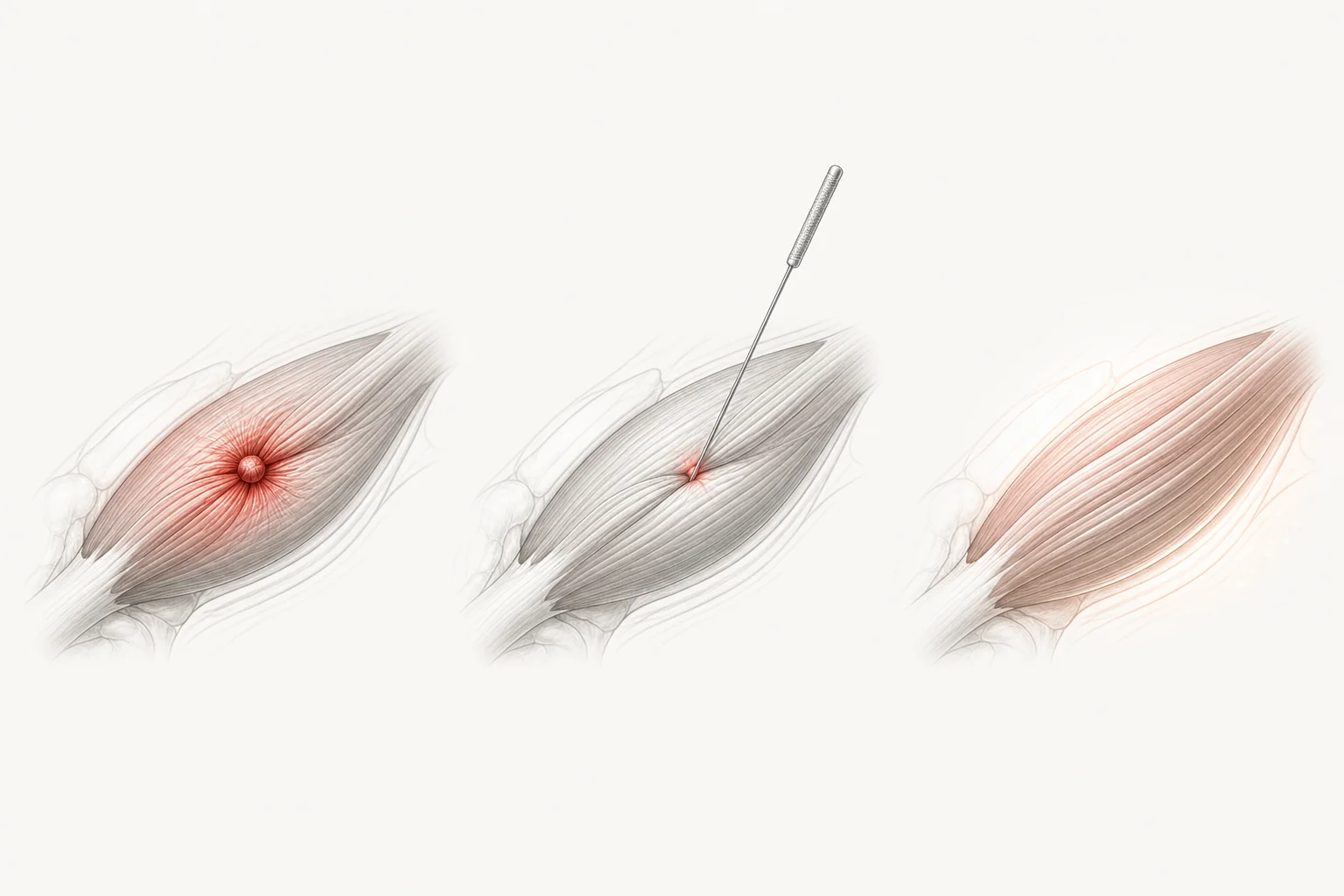 Dry needling process for tight muscles and trigger points